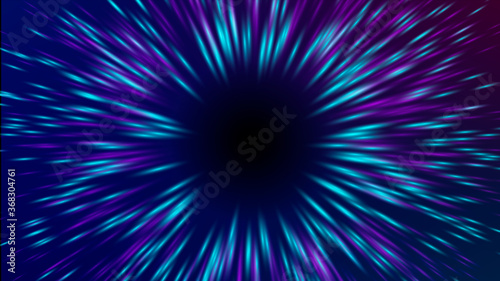 Vector illustration of faster than light (FTL) interstellar or intergalactic travel. Speed of light and hyperspace. Colorful design template for poster, banner, cover, catalog, wallpaper.
