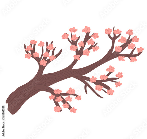 Decorative pink sakura tree concept, oriental cherry blossom, asian style woo...