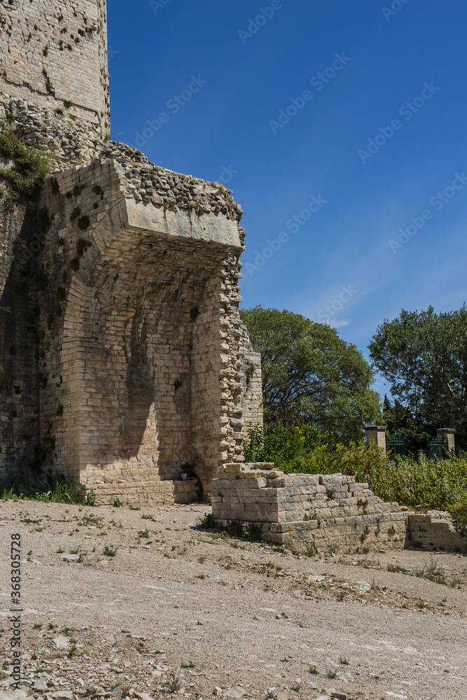 The Magne Tower (Tour Magne) is an impressive Roman tower built under the Emperor Augustus in the 1st century BC as part of the fortifications of Nimes. France.