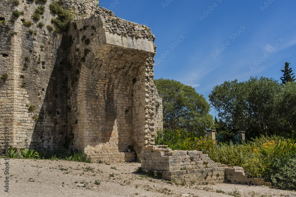 The Magne Tower (Tour Magne) is an impressive Roman tower built under the Emperor Augustus in the 1st century BC as part of the fortifications of Nimes. France.