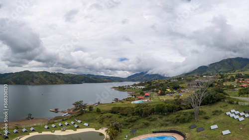 aerial panorama photo of lake calima  colombia
