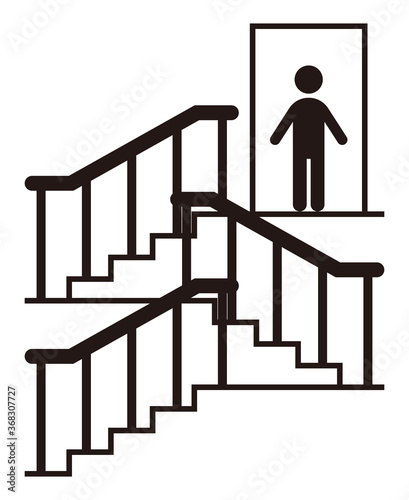 階段と人 白黒