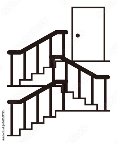 階段とドア 白黒2