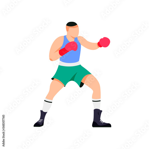 Boxing training man isolated vector illustration. Man with boxing gloves standing in a pose.  © SickleMoon