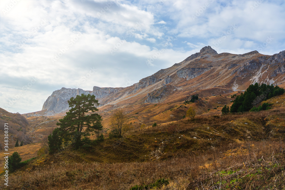 Landscape of the autumn mountains of the Caucasus