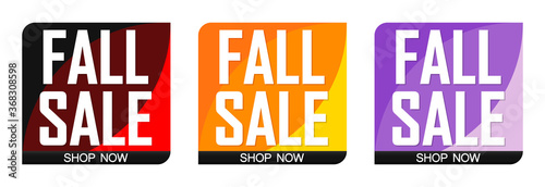 Set Fall Sale bubble banners design template, discount tags, app icons, vector illustration