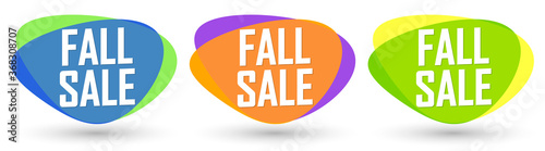 Set Fall Sale bubble banners design template, discount tags, app icons, vector illustration