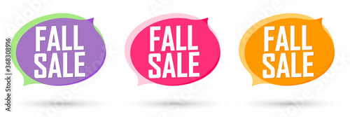 Set Fall Sale bubble banners design template, discount tags, app icons, vector illustration