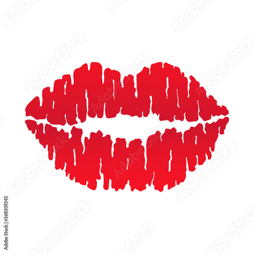 Red lips stylized vector illustration. Isolated gradient color icon on white background.