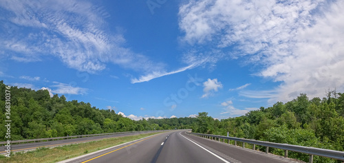 Open highway in rural America for road trip 