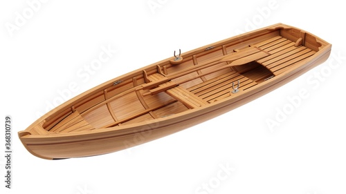Wooden row boat