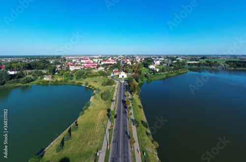 Wallpaper Mural Slutsk gate in Nesvizh in summer in sunny weather. Aerial view from a drone. Torontodigital.ca