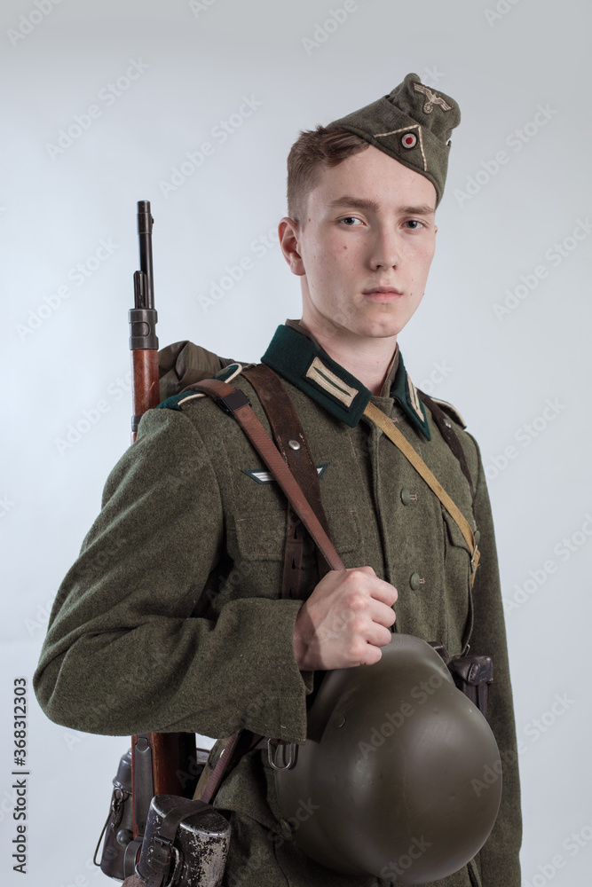 Male actor reenactor in historical uniform as an officer of the German ...