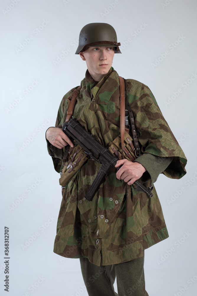 Male actor in the uniform of a German army officer during World War II ...