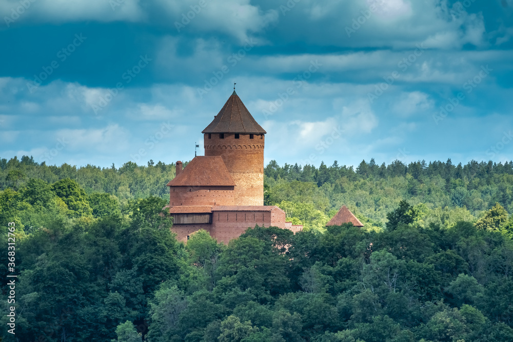 Turaida Castle, a medieval castle in Turaida, within the Gauja National Park in the Vidzeme region of Latvia, on the opposite bank of the Gauja River from Sigulda.