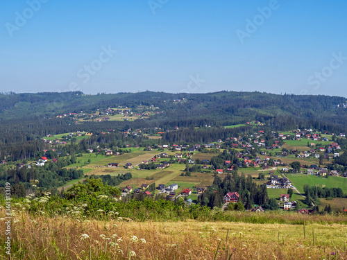 Fototapeta Naklejka Na Ścianę i Meble -  Silesian Beskids, Poland, Istebna Zaolzie summer panorama