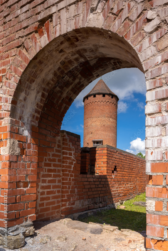 Naklejka premium Turaida Castle, a medieval castle in Turaida, within the Gauja National Park in the Vidzeme region of Latvia, on the opposite bank of the Gauja River from Sigulda.