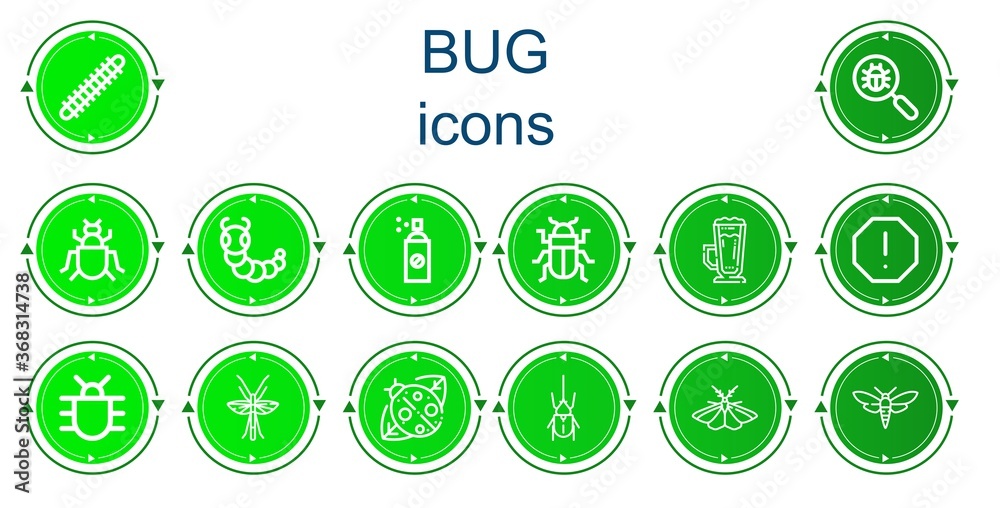 Editable 14 bug icons for web and mobile Editable 14 bug icons for web and mobile