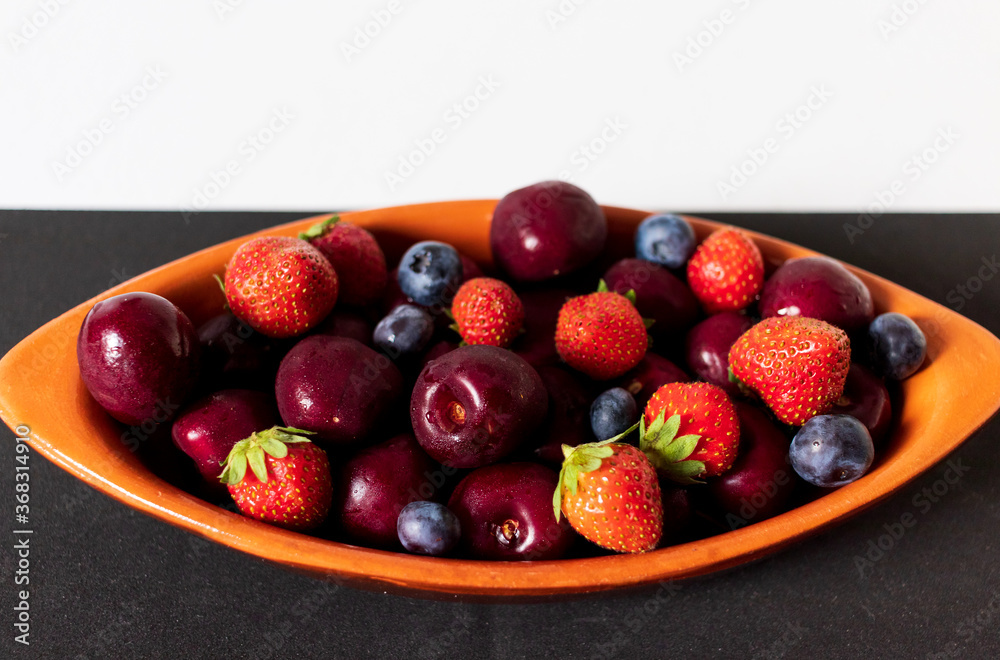 Blueberry, Strawberry and cherry 