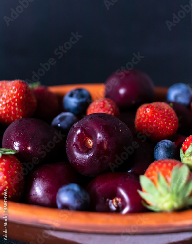 Red Fruits  Blueberry  Strawberry and cherry 