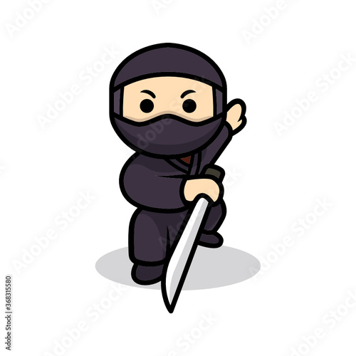 Cute ninja mascot design illustration
