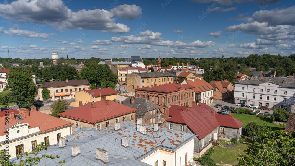 Aerial view of the town of Cesis, loctaed whithin the Gauja National Park in Latvia.