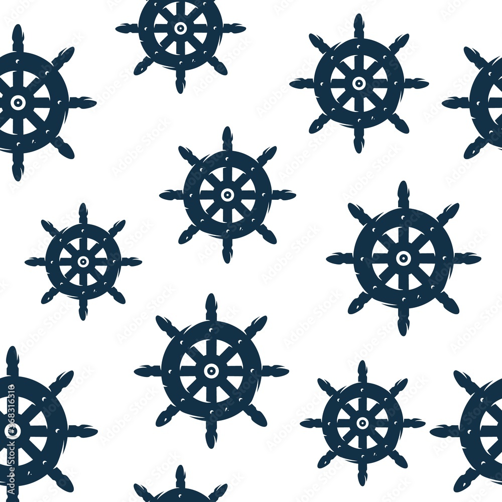 Seamless pattern of marine nautical captain helm Seamless pattern of marine nautical captain helm