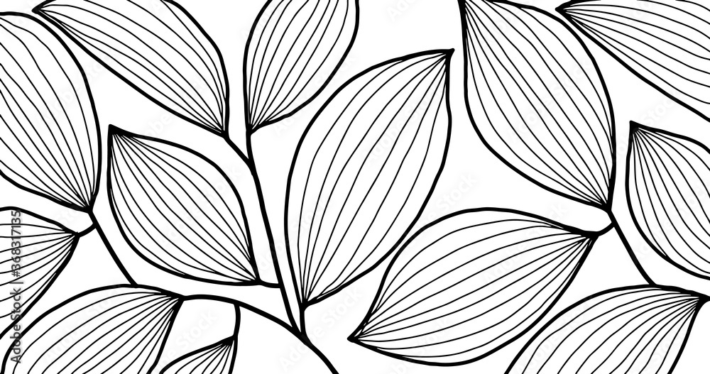 leaf line art background vector, wallpaper and print, house plant, Vector illustration. leaf line art background vector, wallpaper and print, house plant, Vector illustration.