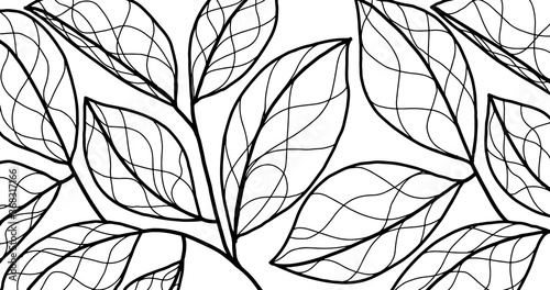 leaf line art background vector, wallpaper and print, house plant, Vector illustration.