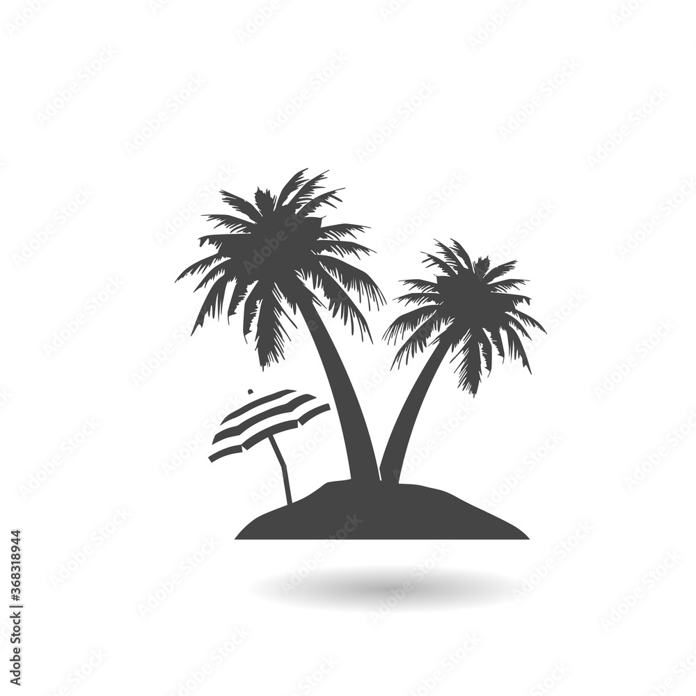 Island with palm trees icon with shadow