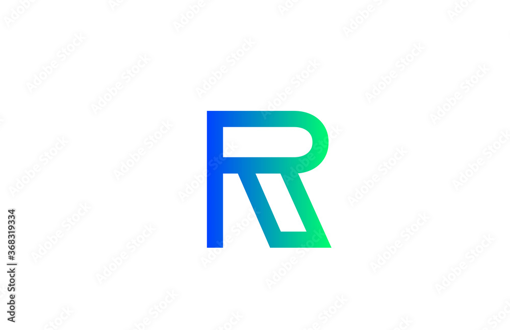 green blue R alphabet letter logo icon. Line design for company and business identity green blue R alphabet letter logo icon. Line design for company and business identity