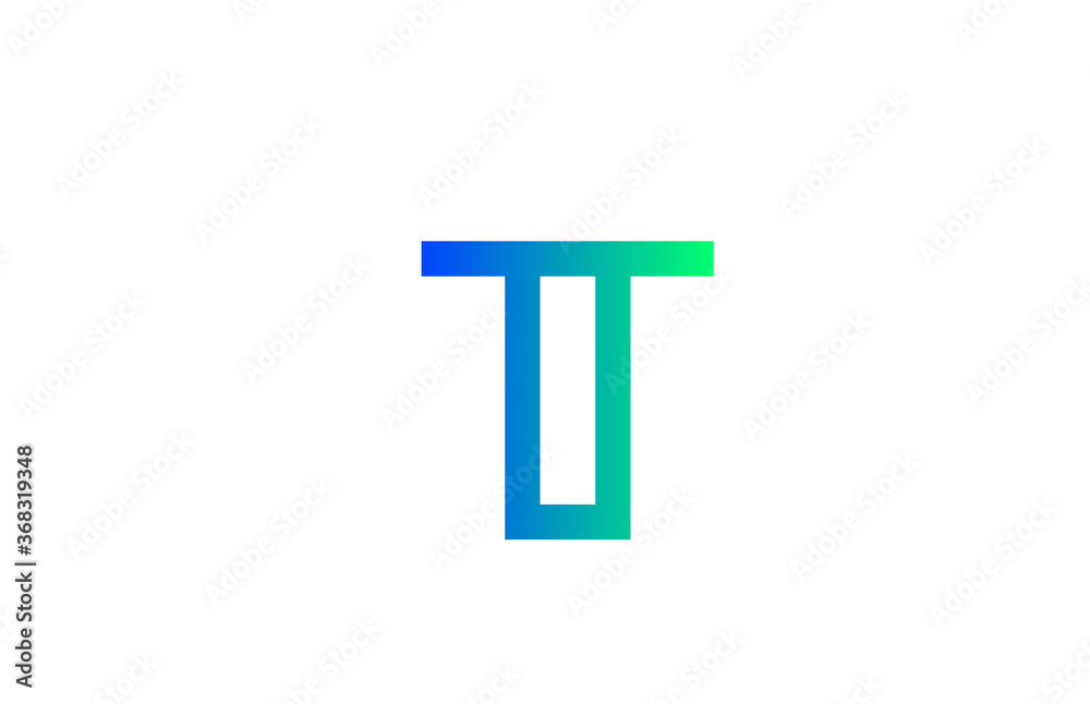 green blue T alphabet letter logo icon. Line design for company and business identity green blue T alphabet letter logo icon. Line design for company and business identity