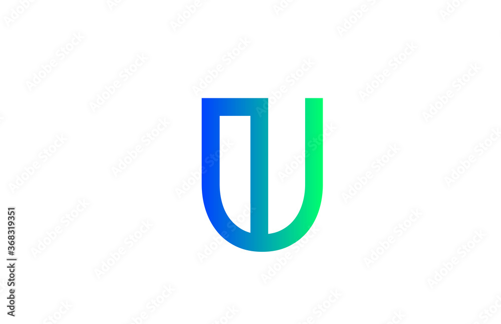 green blue U alphabet letter logo icon. Line design for company and business identity green blue U alphabet letter logo icon. Line design for company and business identity
