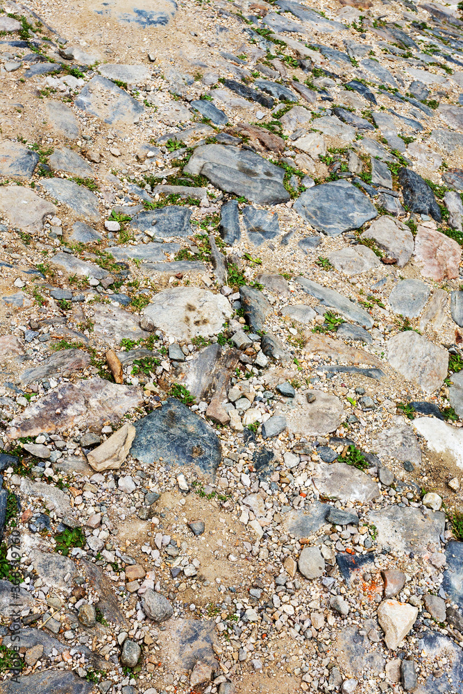 Obraz premium Urban stone paving, perspective. Texture, background, selective focus