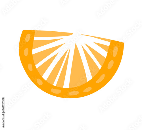 Slice orange bright, natural ecology citrus fruit delicious harvest, isolated on white, cartoon vector illustration. Lemon icon food stuff, foodstuff berry healthy eco product.