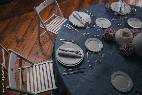Konstfotografi montaje de mesa almuerzo cena boda