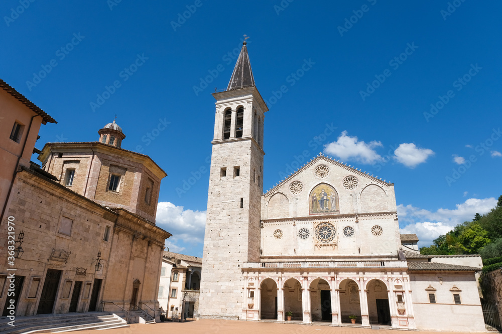 spoleto cathedral with square in the historic center