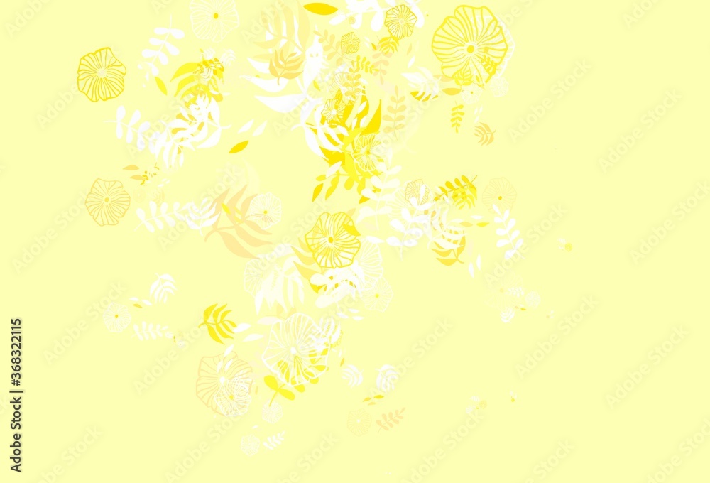 Light Green, Yellow vector doodle pattern with leaves. Light Green, Yellow vector doodle pattern with leaves.