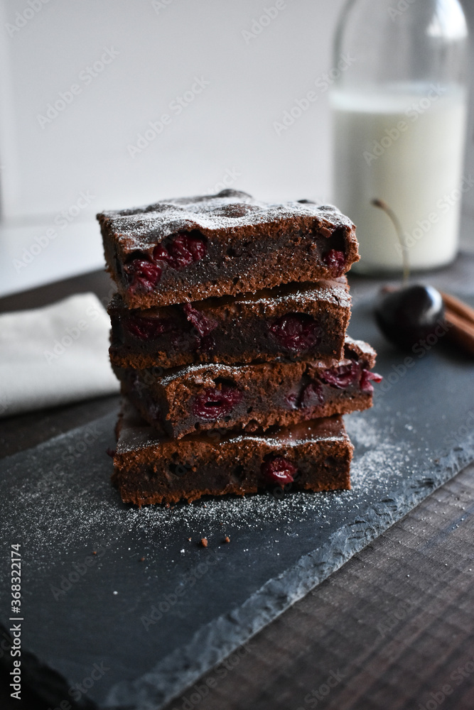 chocolate brownie with cherry chocolate brownie with cherry