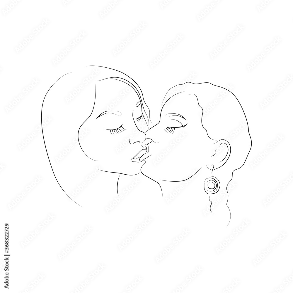 Lesbian kissing couple, sexy women stock vector illustration Lesbian kissing couple, sexy women stock vector illustration