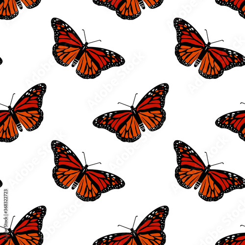 Fotografie, Obraz monarch female butterfly seamless pattern graphic design texture  vector illustr