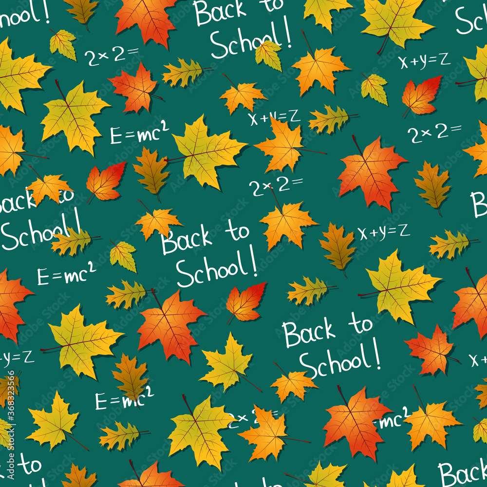 Back to school, education autumn style seamless vector background