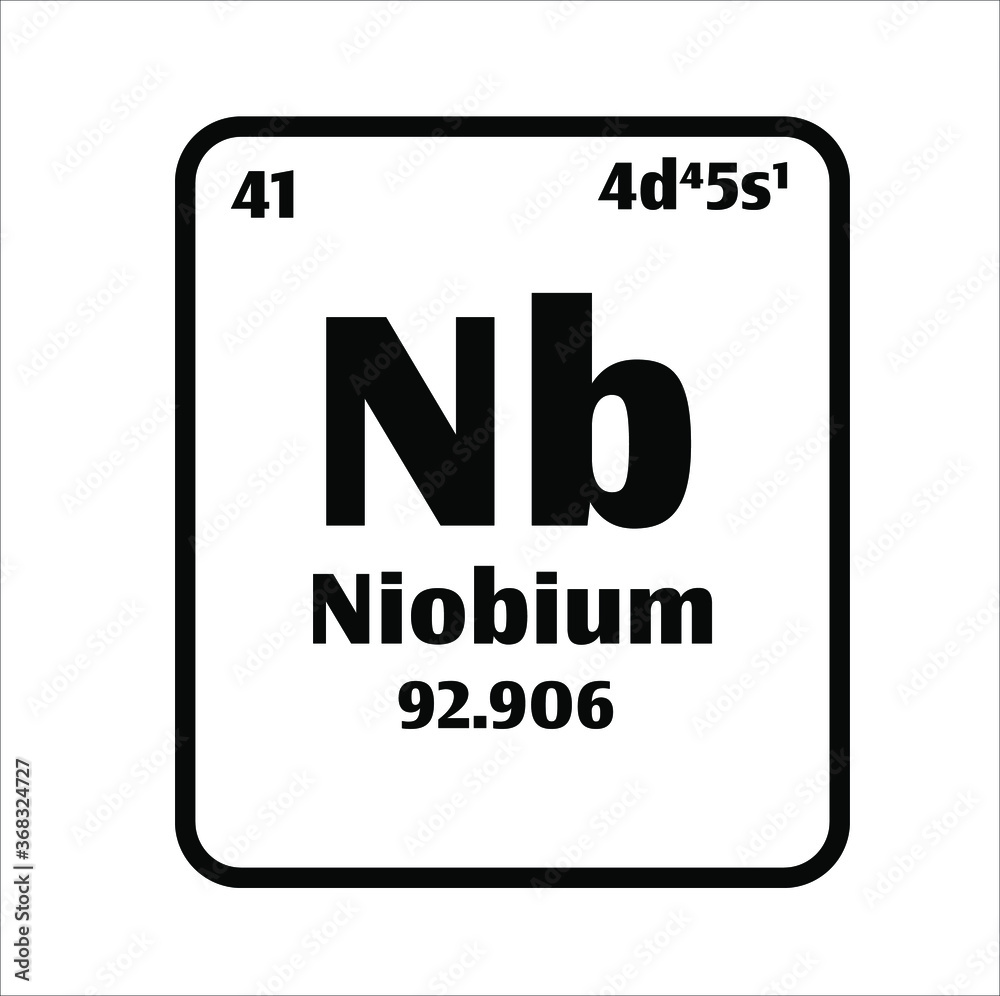 niobium (Nb) button on black and white background on the periodic table of elements with atomic number or a chemistry science concept or experiment. niobium (Nb) button on black and white background on the periodic table of elements with atomic number or a chemistry science concept or experiment.
