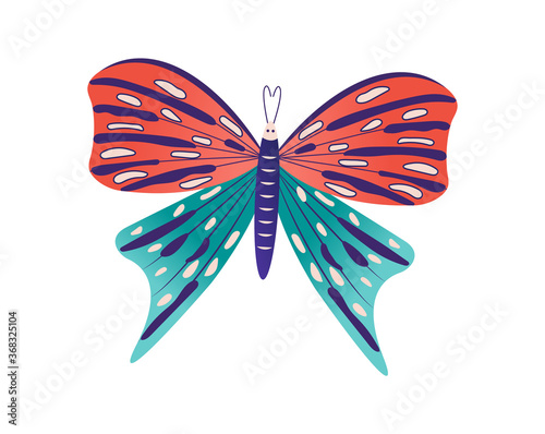Wild wildlife forest butterfly isolated on white, icon cartoon vector illustr...