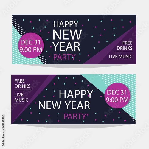 Retro hand drawn new year 2018 party banners