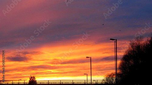 sunset over the city