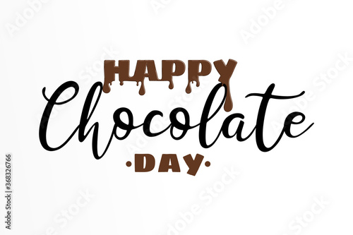 International Chocolate Day poster, banner, flyer concept design. Lettering Happy chocolate day on white background. Vector illustration