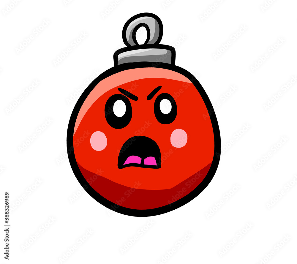 Cartoon Stylized Angry Christmas Bulb Cartoon Stylized Angry Christmas Bulb