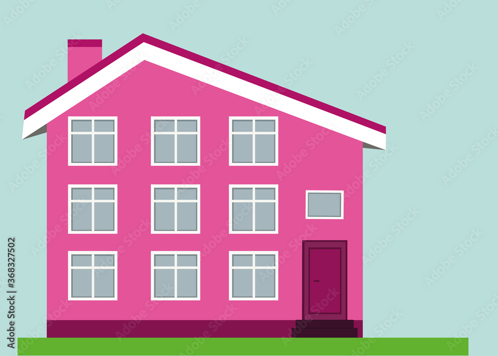The house is pink and beautiful. The house is pink and beautiful.
