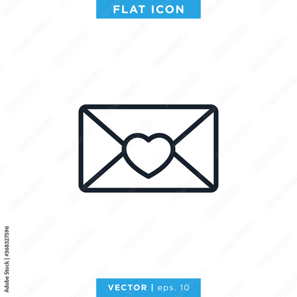 Heart Love Letter With Envelope Icon Vector Design Template. Editable stroke. Heart Love Letter With Envelope Icon Vector Design Template. Editable stroke.